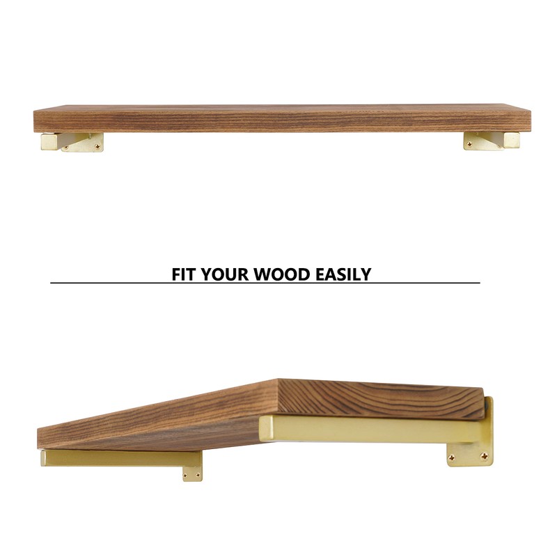 EZYDECOR 6 Pcs Gold Shelf Brackets Heavy Duty Brackets for
