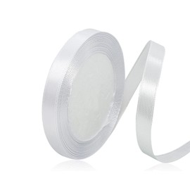 White Satin Ribbon 3/8 Inch, 25 Yards Solid Color Fabric Ribbon for Gift Wrapping, Crafting, Bows Making, Sewing Projects, Christmas Tree and Wedding Party Decoration
