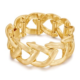 ENSKEFEN Chunky Matte Gold Chain Bangle Bracelets for Women Wide Antique Gold Link Bracelet Retro Vintage Thick Clasp Wrist Bracelets