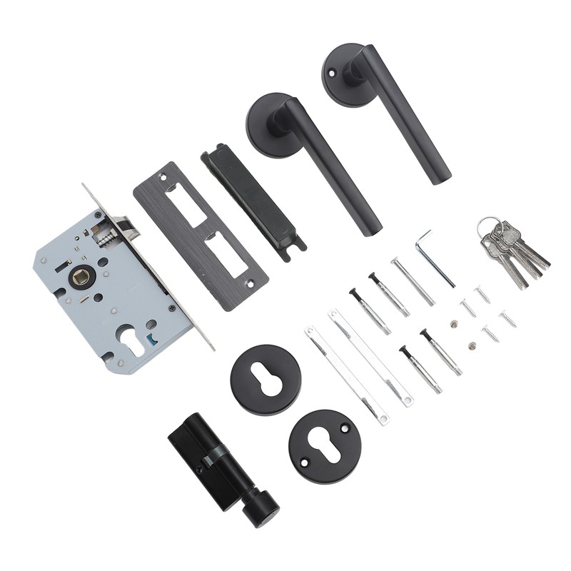 House Door Handle Lock Aluminum Black Antioxidant Coating Shock Resistance