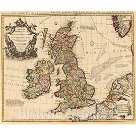 Historic Map : England; Ireland, British Isles 1742 Isles Britanniques, Vintage Wall Art : 44in x 37in