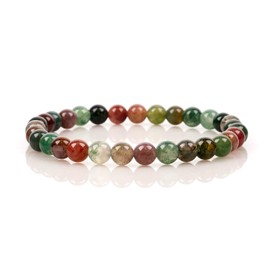 Cherry Tree Collection - Small, Medium, Large Sizes - Gemstone Beaded Bracelets For Women and Men - 6mm Round Beads (Indian Agate - Small)