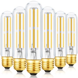 T10 Led Bulb,Dimmable 6W Led Tubular Bulbs, 60 Watt Incandescent Bulb Equivalent, 3000K Soft White, Clear Glass, E26 Base Lamp Bulb, for Cabinet Display Cabinet etc,6 Pack. (Soft White-6P)