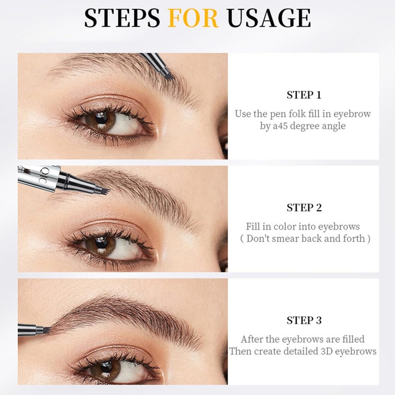 LALASTYLE 2PCS Eyebrow Pencil,Magic Eyebrow Pencil with 4 Fork Tip,Microblading