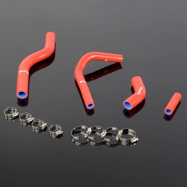 G-PLUS Silicone Radiator Coolant Hoses Kit Clamps Compatible With 2004 Kawasaki KX250F/Suzuki RMZ250 Red
