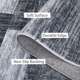 GlowSol Washable Area Rugs 4x6 Rug for Living Room Grey Rug Geometric Modern Rug Non Slip Rug Contemporary Carpet for Bedroom Soft Rug Stain Resistant Floor Mats Classroom Office Rug Grey 4'x6'