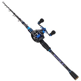 Sougayilang Baitcaster Combo Fishing Rod and Reel Combo, Ultra Light Baitcasting Fishing Reel for Travel Saltwater Freshwater and Beginner 5.9FT/6.9FT