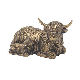 Lesser & Pavey Bronze Highland Cow & Calf Home Decor Figurines & Ornaments For Home & Office | Decorative Accessories Statues For Indoor & Outdoor | Lovely Gifts for Women & Men