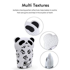Giftty - Manopla de dentición para bebé, guante calmante para la mano, juguete de dentición con sonido arrugado, multitextura para bebés de 3 a 12 m (1 par)