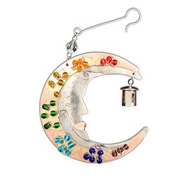 Pilgrim Imports Bronze Nickel and Copper Hanging Ornament Handmade Fair Trade- Rainbow Moon