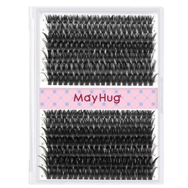 Mayhug Fluffy Lash Extension Mink Thick Cluster Eyelash Extensions 9-16mm Lash Clusters Individual Lash Extensions DIY Clusters Lashes Extension at Home (280pcs-60D+80D 9-16mm)