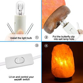 Salt Lamp Cord Replacement with ON/Off Switch and 3 Free Bulbs, Original Replacement Power Cord with Base Assembly E14 Socket & Metal Clip, for All Himalayan Crystal Salt Rock Lamp - 240V SAA Standard