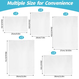 Travel Storage Bags Set Resealable Bags Plastic Waterproof Zip-lock Bags Space Saver Bags Luggage Organizer Travel Pouch Storage for Clothes Mix Sizes (15 Pcs-5 Sizes*3)