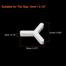 sourcing map 600Pcs Wall Floor Tile Plastic Y Type Spacers Tiling Tools 3mm 1/8 Inch Hexagon Tile Spacers for Ceramic Tiles Installation, White