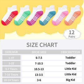 TRAMLE Girls Sports Cotton Socks,12 Pairs children 1-13 years colorful mesh breathable and comfortable socks for toddler kid