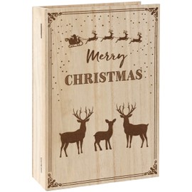 BRUBAKER Reusable Wooden Advent Calendar to Fill - Merry Christmas Book - DIY Christmas Calendar 7.72 x 2.95 x 11.81 inches