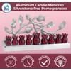 Ner Mitzvah Aluminum Candle Menorah - Silverstone Red Pomegranates -