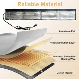 38.5" x 6" Water Pipe Heat Blanket Faucet Heating Blanket Winter Heating Tape for Metal and Plastic Pipes, 120V, Thermostat Max Temp 140˚F, OD Max: 1-1/4"