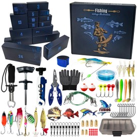 Fishing Lure Advent Calendar 25 Days Fishing Gear Kit for Fisherman Anglers, Surprise Gifts for Men Husband Father Grandpa Brother