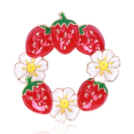 Cute Fruit Strawberry Brooch Elegant Food Lapel Pin Badge Backpack Hat Clothes Bag Decoration Accessories for Women Girls Teen Creative CZ Crystal Wedding Brooches Birthday Mother's Day Easter Gifts