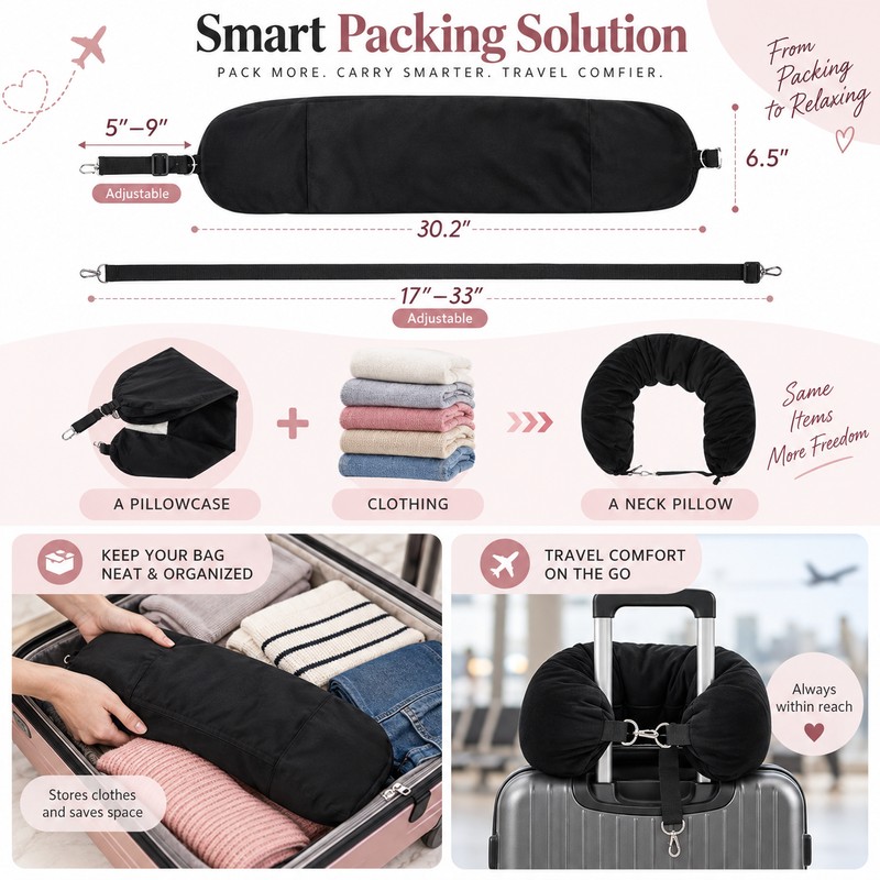 Fillable Travel Neck Pillow for Clothes Storage – Stuffable Pillow