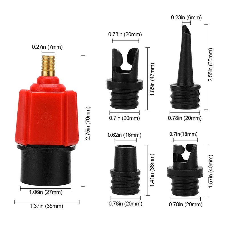Oumers Inflatable SUP Pump Adaptor Air Pump Converter, 4 Standards