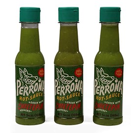 La Perrona Green Chiltepin Hot Sauce 5 Ounce Bottle | Chiltepin Pepper Salsa Picante | Extra Spicy | Handmade | 3 Pack