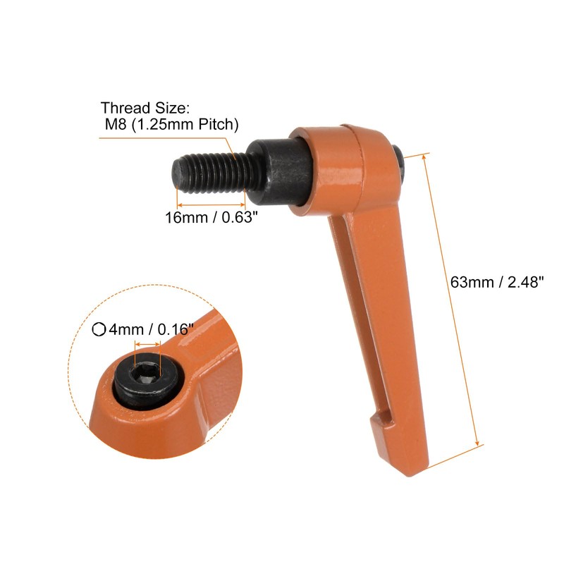 sourcing map 4pcs Adjustable Clamping Lever Handles M8 x 16mm