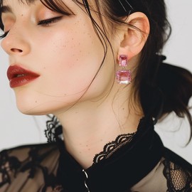 Clear Earrings for Women Square Earrings for Women Transparent Irregular Acrylic Resin Earrings Drop Earrings For Women Rectangular Earrings Women Jewelry For Wedding Birthday (Style B)