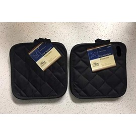 Home Collection 4~ Pot Holders 7 in x 7 in 100% Polyester (Black)