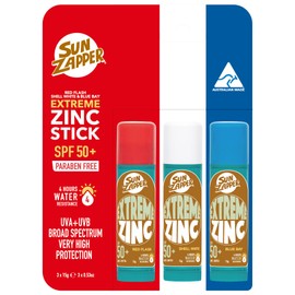 Sun Zapper Extreme Sunscreen - Barra de zinc – Rojo, blanco y azul, paquete de 3 barras de óxido de zinc de colores SPF50+ para la cara – Fabricado en