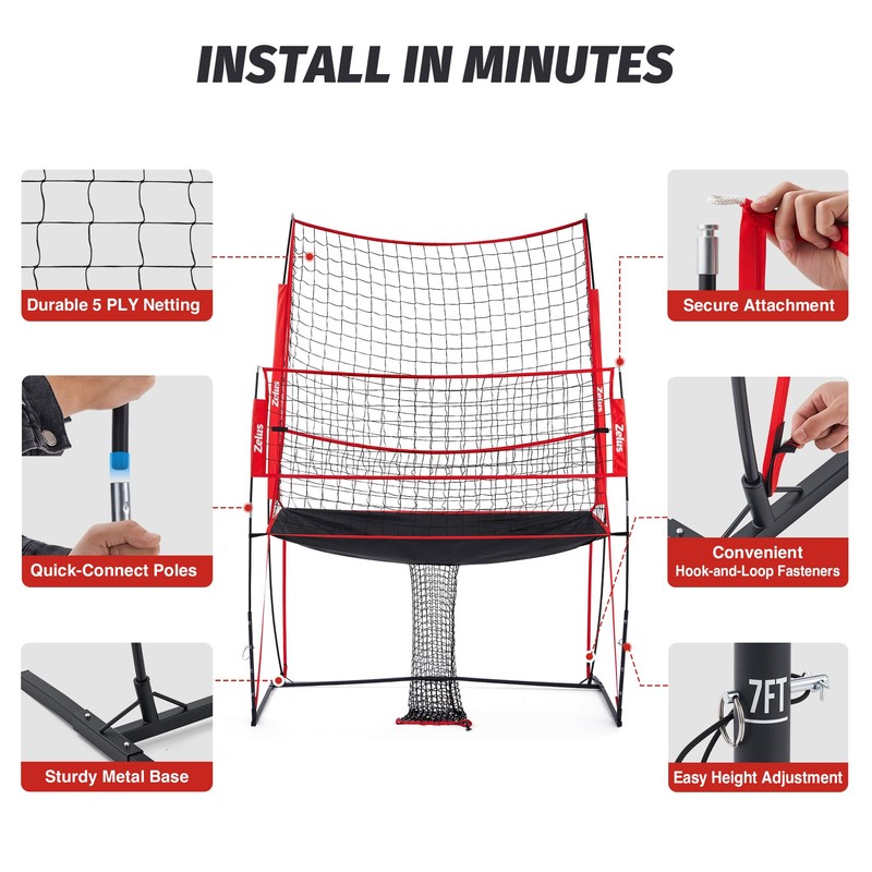 ZELUS Volleyball Training Net, Red 2