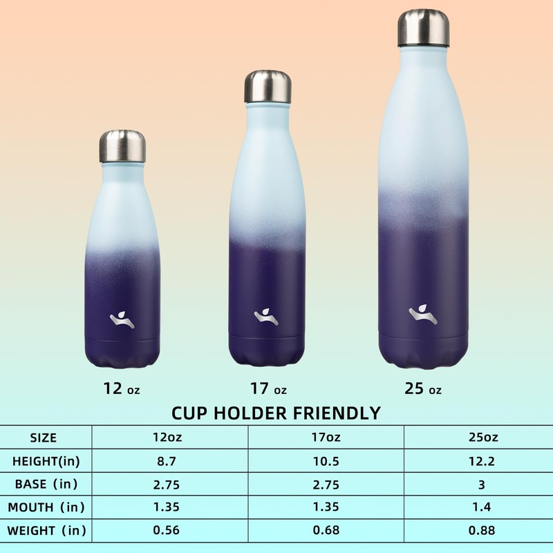 Konokyo Insulated Water Bottles,25 oz Double Wall Stainless Steel Vacumm
