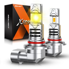 SEALIGHT H10 Fog Light Bulbs, 3500K Yellow 9145 Fog Bulbs with Cooling Fan, 𝟏𝟖𝟎𝟎𝟎𝐋𝐌 1:1 Size 9140 9040 9045 Fog Lamps Amber, 3 Mins Plug-N-Play, Pack of 2