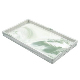 Bathroom Tray,Goporcelain Marble Tray for Bathroom Counter Decor Ceramic Perfume Organizer Vanity Tray for Dresser Jewelry Dish Key Plate Marble Sink Trays Countertop Organizer Holder (Green, Medium)