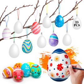 Sugiifamy Easter Eggs for Hanging, 25 Plastic Eggs for Painting, Decorative Easter Eggs Painting, Easter Eggs for Hanging Outdoor, Easter Crafts Children for Easter Decoration