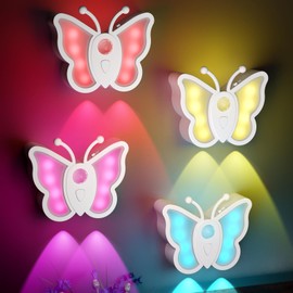 LOFTEK Butterfly Night Light for Kids- Rechargeable Motion Sensor LED Night Lights, 2 Color Modes Dimmable RGB Nightlight, Stick on Wall, Bedside, Bathroom, Hallway, Stairs, Cabinet, Nursery, White 4