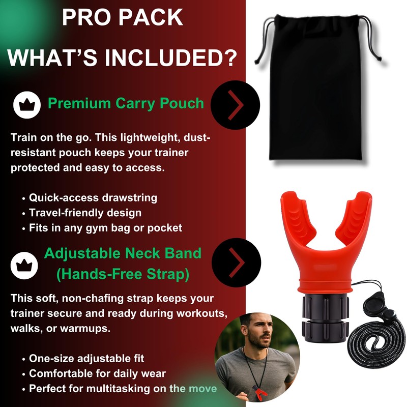 Lung Trainer Pro, Resistance Breathing Exerciser, Adjustable Respiratory Training Device