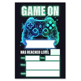 brayqu Video Game Birthday Party Invitations Boys Video Game Birthday Invitations Fill-in (20 Invitations with Envelopes)
