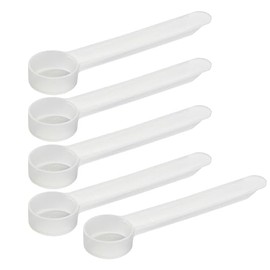 4 mL Plastic Measuring Packaging Scoop (= 4 cc/ = 0.8 teaspoon/ = 0.27 Tablespoon/ = 0.13 fl oz), Long Handle - to Measure and Dispense Spices, Granules, Powders, for Seeds Packing (5 scoops)