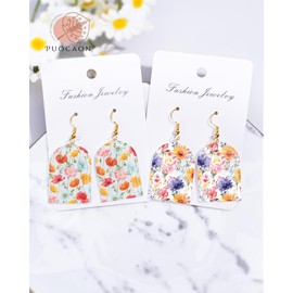 Puocaon Watercolor Flower Transfer Paper - 20 Sheets Vintage Rustic Floral Transfer Paper for Polymer Clay Earrings, 4 Design Retro Flower Clay Transfer Paper for Jewelry