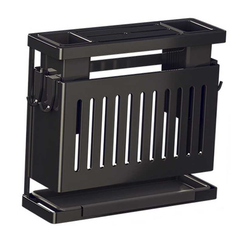 Kitchen Knives Chopstick Rack with Draining Tray Wall Mounted Multifunctional