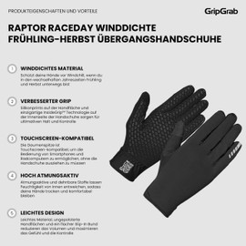 GripGrab Unisex - Adult Raptor Windproof Professional Bicycle Transition Gloves, Black, M