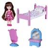 Playkidiz Mini Doll Bedroom Playset: Pretend jouer Brunet Mini Doll