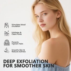 Exfoliating Glove for Body Shower Scrubber Exfoliator Dead Skin Remover Korean Kessa Glove Reusable,Natural Black(1 Pack)