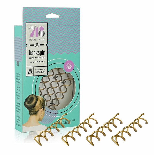 718-Beauty Backspin Spiral Hair Pin, Color Match for Light Hair, 8 Pins (Light)
