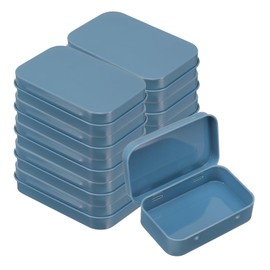 sourcing map 12pcs Metal Tin Box, 3.7x2.4x0.8 Mini Portable Rectangular Empty Tinplate Small Storage Container Airtight Tins with Lids for Candy Favors Crafts Christmas Gifts, Blue