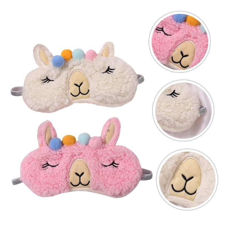 Outanaya 2Pcs Cartoon Animal Eye Masks Plush Eye Covers for