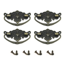 YuanYouTong Antique Brass Cabinet Pulls Dresser Handles 3 inch Vintage Drawer Pulls Kitchen Furniture Handle Knobs, Home Improvement Hardware for Closet Cupboard Wardrobe (4 Pcs)