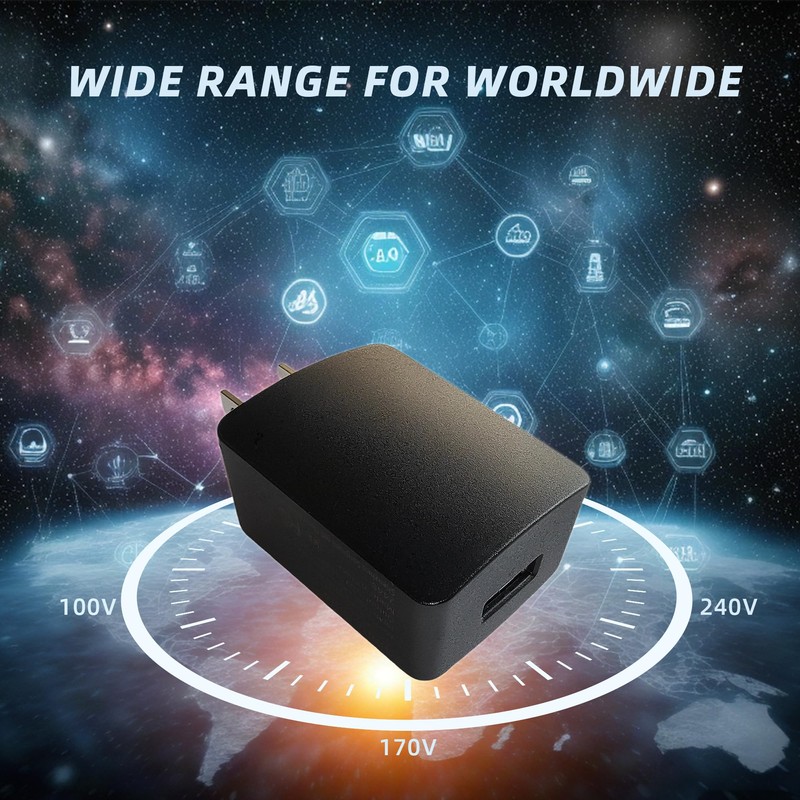 5V2A (10W) USB Charger Block - UL Certified, Black, 1-Pack